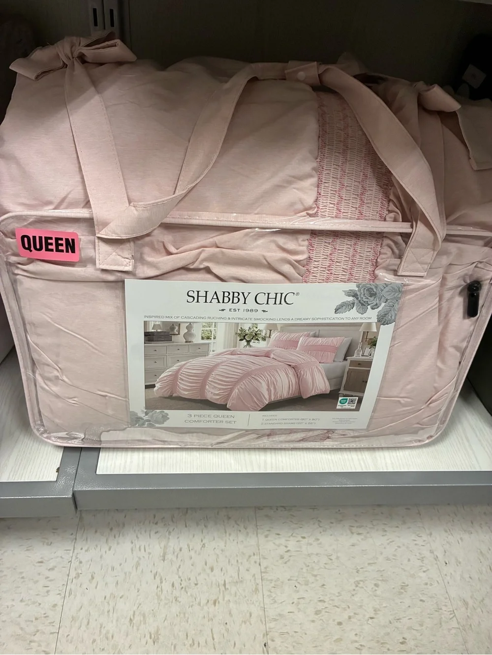 Shabby Chic Soft Pink Ruched Comforter Set